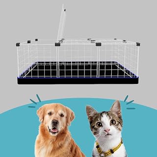 Cercado Modular Portátil Para Cães E Gatos 120x80 (Branco-Azul)