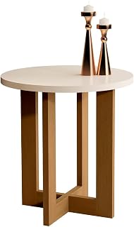 Mesa Lateral Apoio Centro Redonda com Pés de Madeira MDF Retro Canto Sofá Porta Objetos Decoração