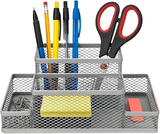 Porta Caneta Organizador de Mesa Metal Aramado Escritório Compartimentos Divisões Telado Caneta