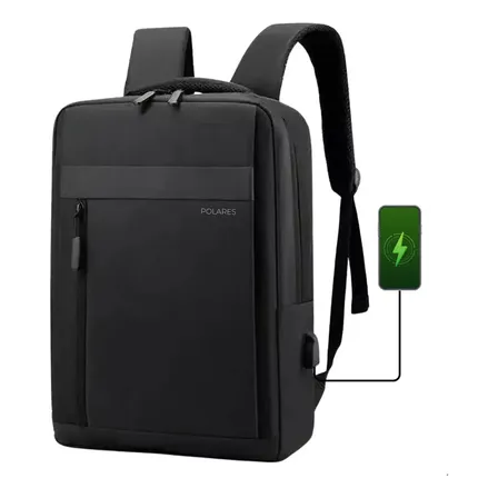Mochila Notebook Até 15.6 Executiva Saída Usb Modelo Premium Polares Cor Preto Executivo
