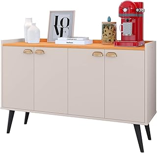 Aparador Buffet Kiev Cantinho Café Decoração Sala Jantar Estar Cozinha 4 Portas Puxador Concha