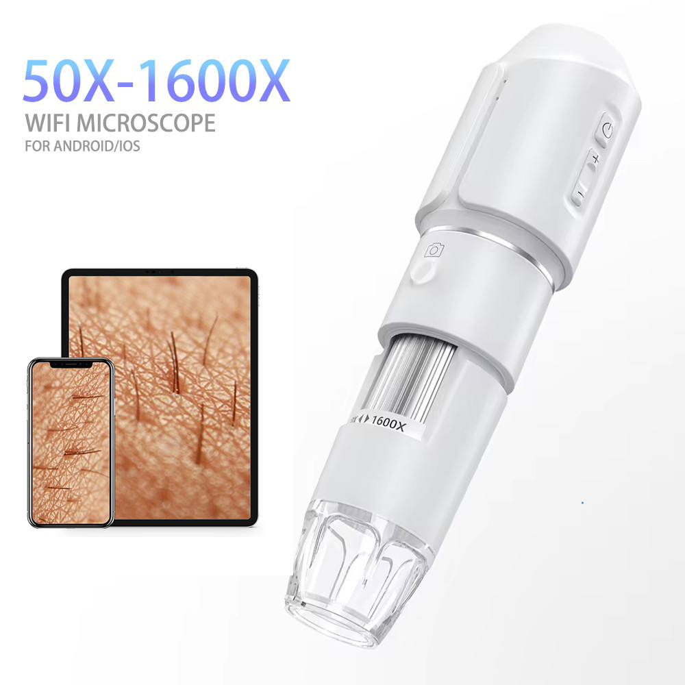 Microscópio Digital Sem Fio 1600X 8 LEDs Alta Definição Para IOS e Android Mini Portátil