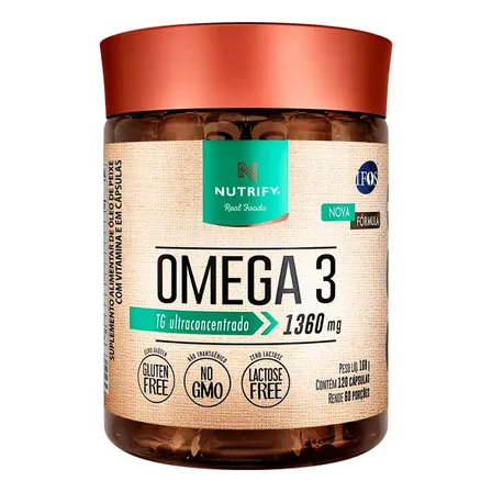 Nutrify Ômega 3 TG Ultraconcentrado 1360mg - Enriquecido com Vitamina E - Foco, Memória e Bem-E