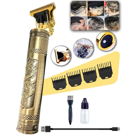 Máquina De Cortar Cabelo E Aparador De Barba Dr. Hank Dragão Dourado Lâmina T Profissional Sem