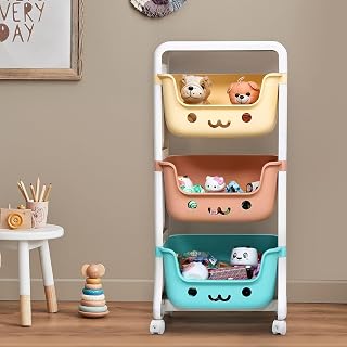 TOPAKIDS Organizador de Brinquedos e Livros Estante em Plástico com 3 Gavetas Cantinho Mágico