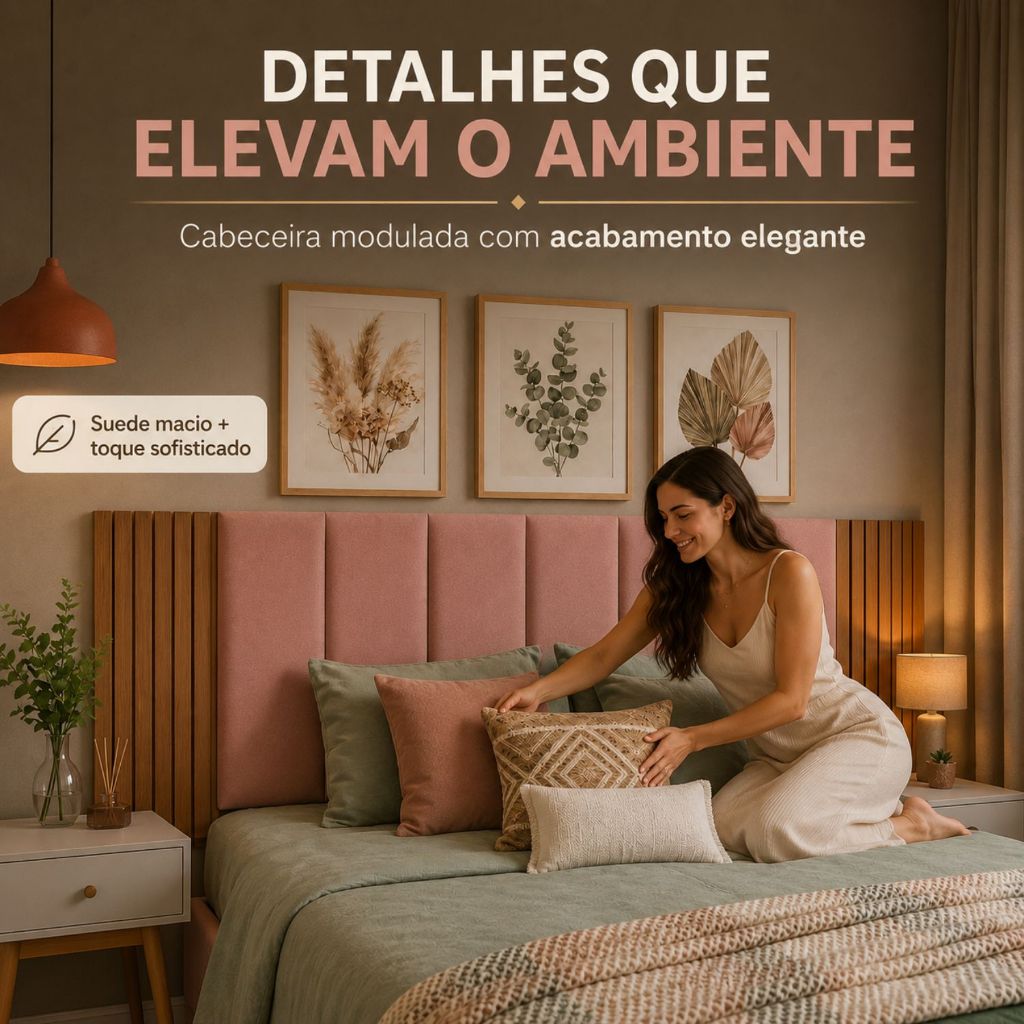 Kit com até 12 Cabeceira Modular + Painel Ripado MDF Para Cama Box Casal King Queen - Envio Full