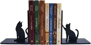 Porta Livros Com Decoração de Gato - Aparador de Livros Com decoração em Gatos Organizador de