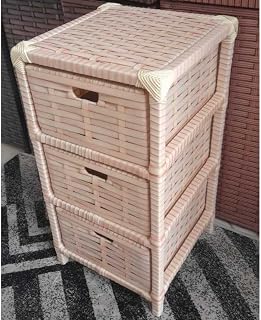Gaveteiro Organizador 3 Gavetas de Fibra Sintética – Móvel de Decoração e Armário de Armazenamento