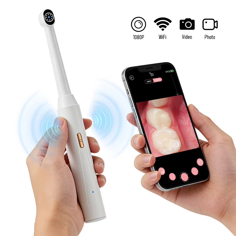 Câmera Oral Wi-Fi 2MP HD Para Exame Oral | 8 LEDs, Sem Fio, Android e iOS | Imagem Nítida e Clara