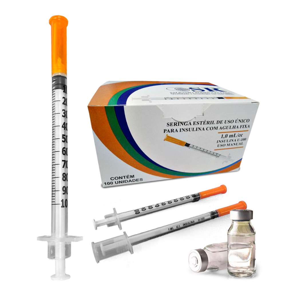 Seringa SR 1ml agulha fixa 6x0,25mm Tri Facetada,Siliconada insulina botox para médicos veterinários