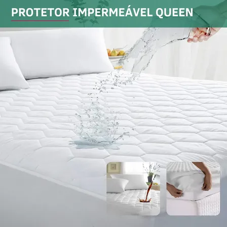Capa Colchão Queen Padrão Impermeável Antialérgico Protetor Matelado Antiácaro Respirável Super