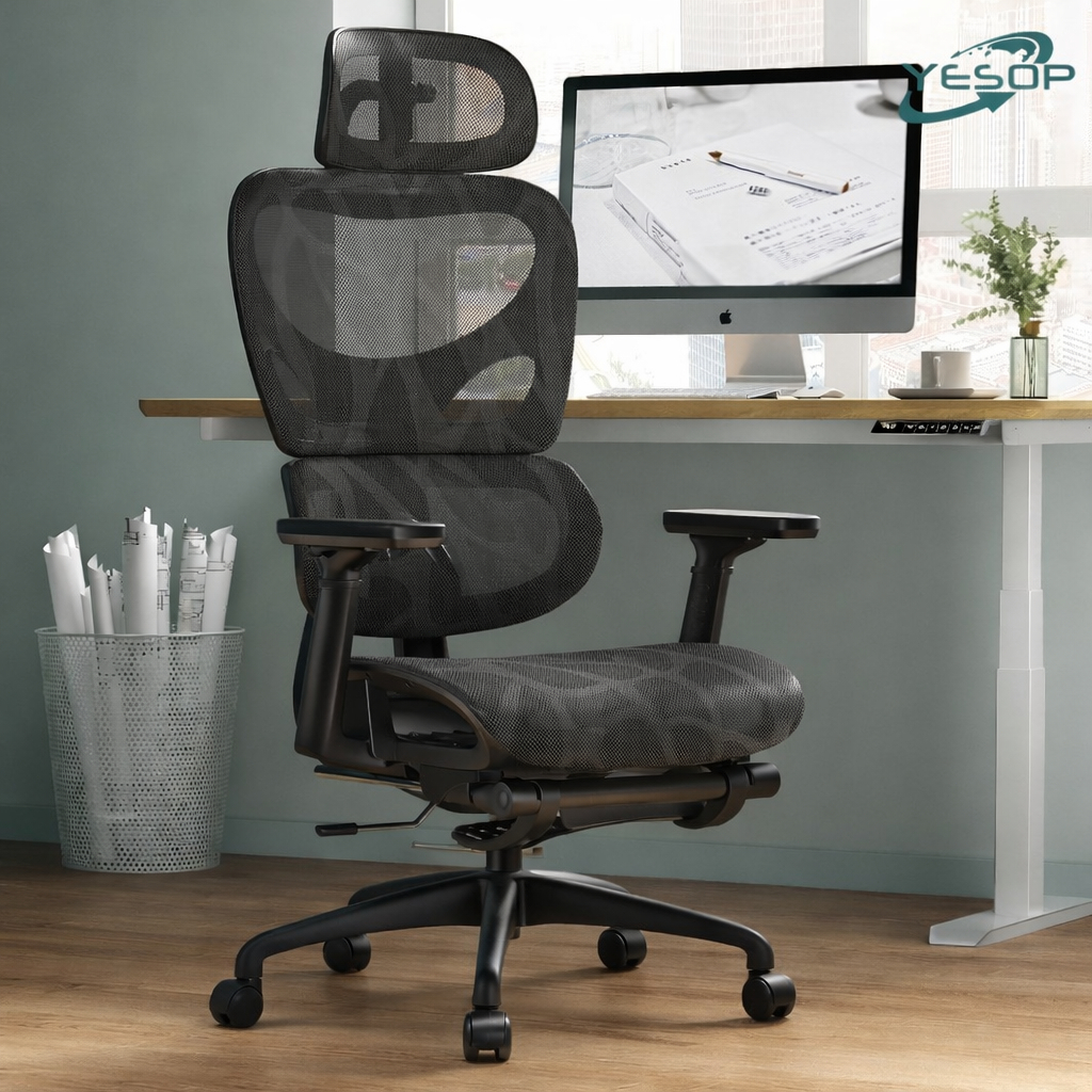 YESOP Cadeira Ergonômica Escritório Gamer Estudo Assento Zero Gravity Capacidade 150kg Cor Preto