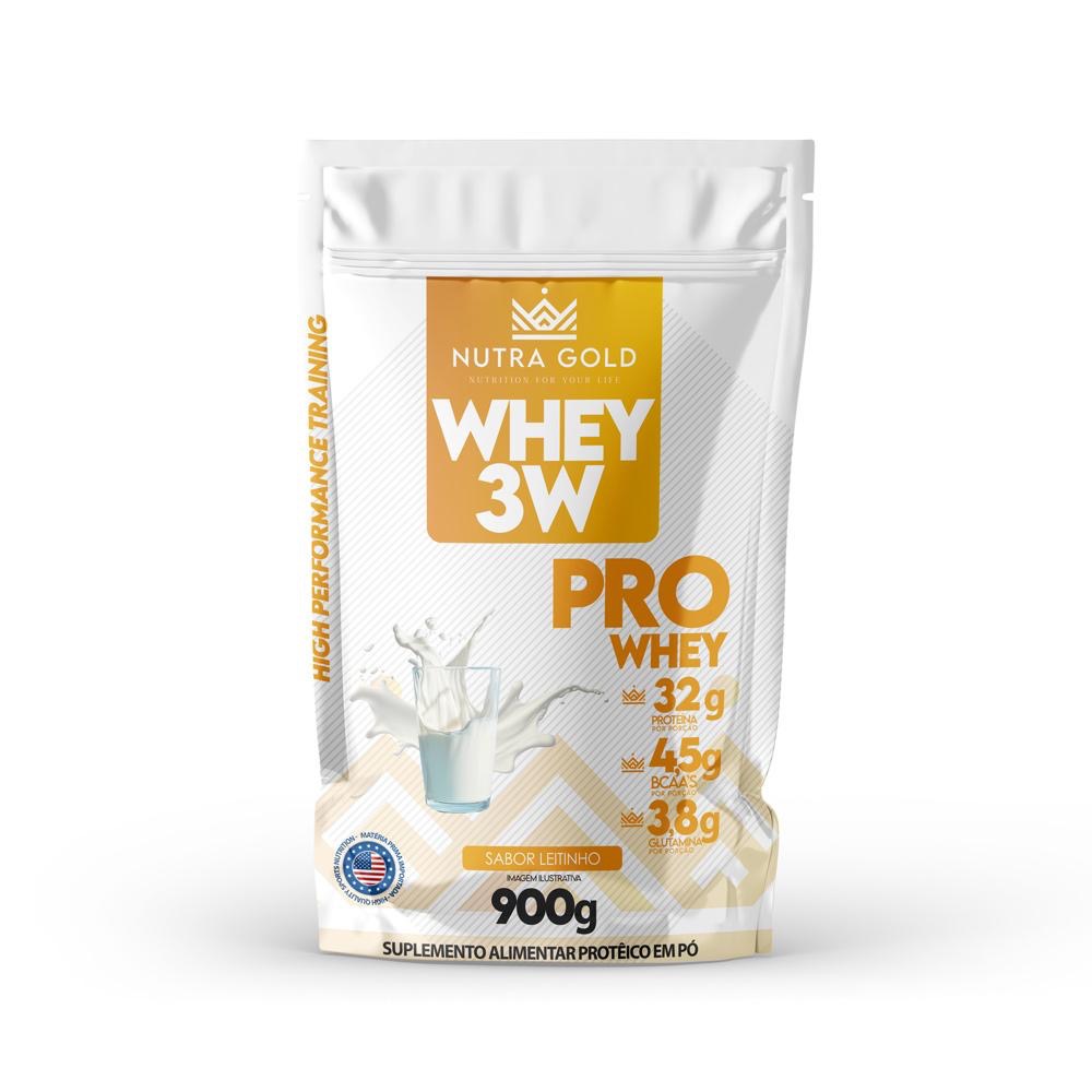 Whey Protein 3W 900 gr Nutra Gold Original iso concentrada hidro doce leite leitinho açaí chocolate