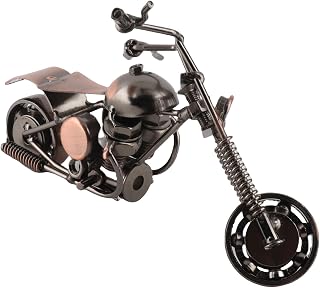 Ornamento de modelo de motocicleta, réplica de bicicleta em miniatura feita à mão com rodas móveis, peça de exibição vintage para escritório, decoração de casa, presente de adultos, material de ferro