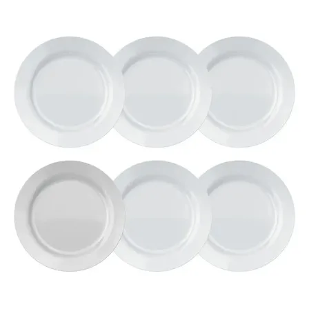Jogo De Pratos Rasos Duralex Vidro Nadir Opalino Kit 6 Unid Branco -1 0