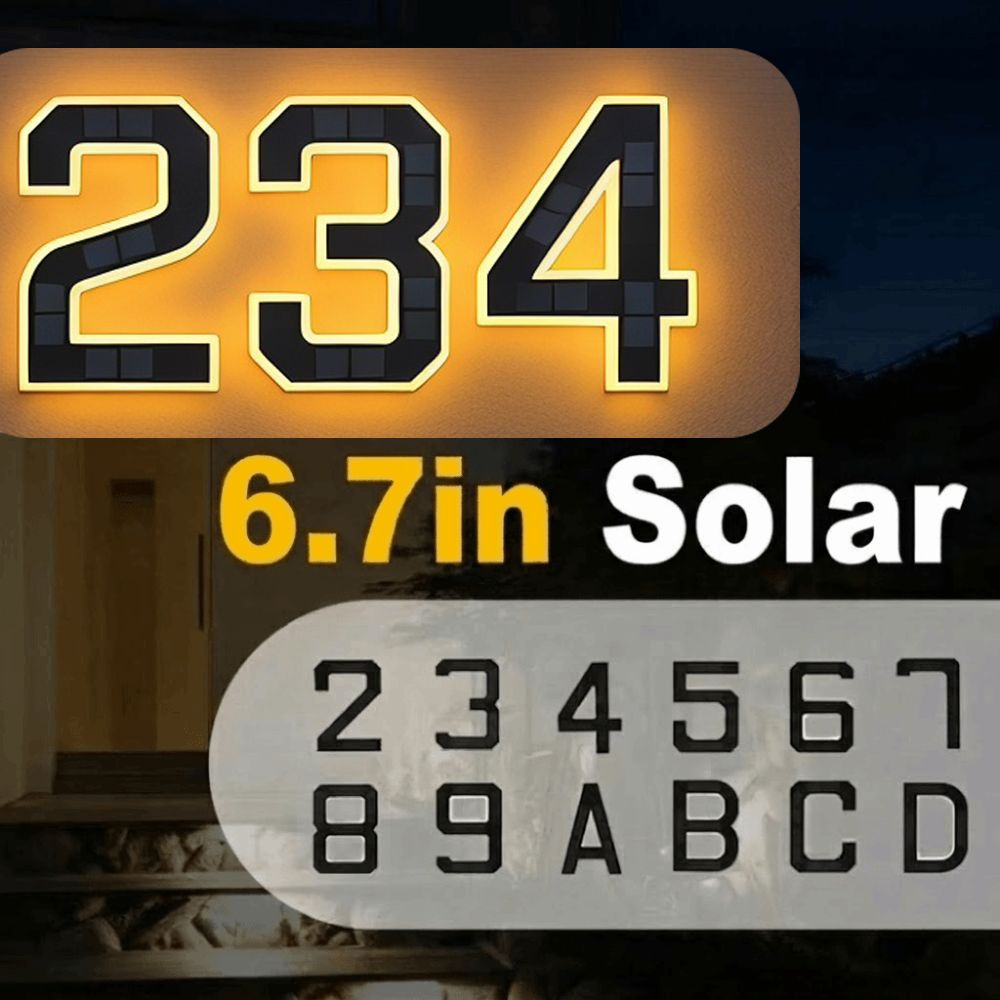Luz De Números De Casa Com Iluminação Solar  , Exterior Iluminado , Sem Fiação , Placa De Número LED , Moderna