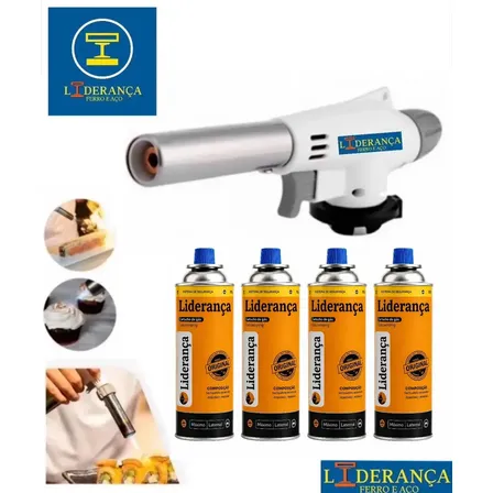 Kit Maçarico Portátil Automático Liderança Ferro E Aço Para 1300°c Com 4 Refis De Gás Butano