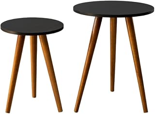 Mesa Pé Palito De Apoio E Lateral Sofa Mdf ou Mdp E Madeira (KIT MESA PRETO)