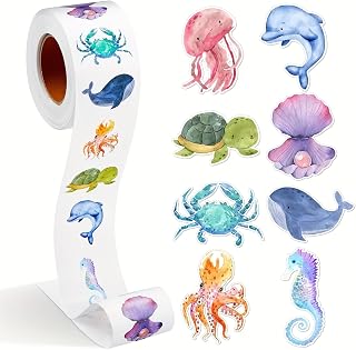 500 peças de adesivos de animais com tema oceano decalque para artes, artesanato, presentes,