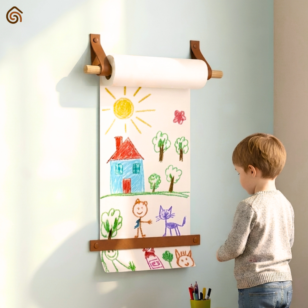 Suporte de Lousa Infantil para Rolo de Papel Desenhar Educativo Montessori | Casa Madêco