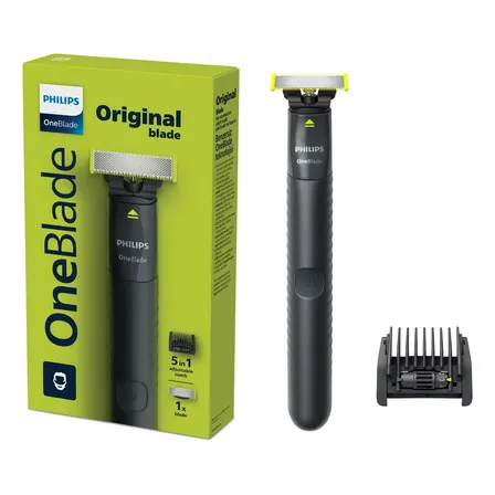 Barbeador e Aparador Elétrico Philips OneBlade com Pente 5 em 1, Sem Fio e À Prova D'Água - QP1