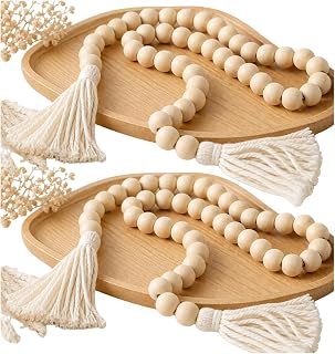Enfeite de Mesa Decorativo Madeira Natural 130cm com Tassel Boho para Sala, Aparador e Bandeja (2)
