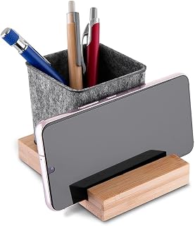 Kit Escritório Completo com Caderno, Mouse Pad, Caneta, Porta Objetos, Régua e Estojo, Material Escolar e Papelaria para Organização (Porta objetos Madeira)