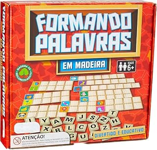 Formando Palavras em Madeira, Jogo Educativo de Alfabetização, 112 Letras em Madeira, 6+ Anos