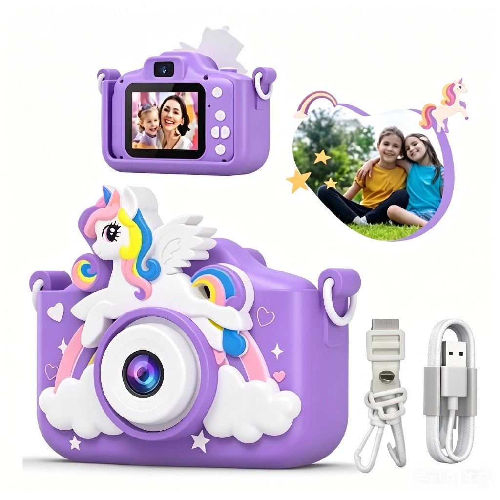 Mini Câmera Infantil Mini Recarregável Com Capa HD Video Jogos Fotos e filmagem de filmes Real Pho