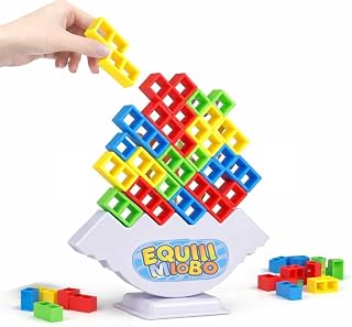 Jogo de Equilíbrio Educativo Infantil com Blocos Coloridos e Cartas – Brinquedo de Coordenação