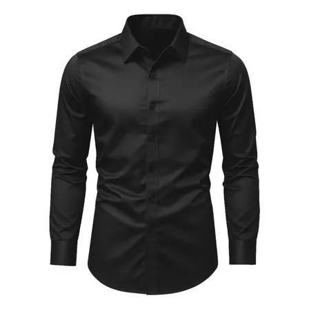 Camisa Social Masculina Slim Fit Premium Passa Facil Preto Liso M