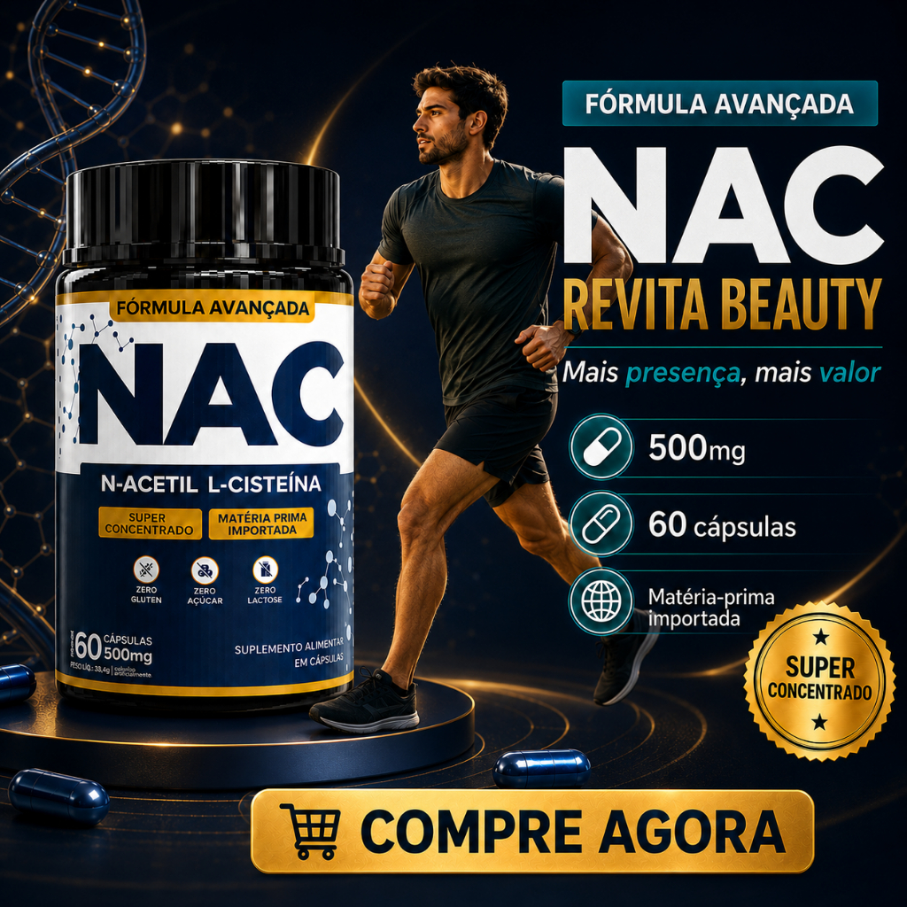 NAC Antioxidante Fígado N-Acetil L-Cisteína 500mg - 60 Cápsulas Original
