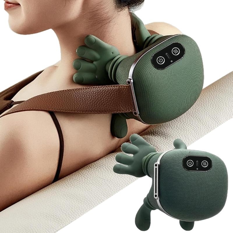 Massageador elétrico portátil pescoço calmante intensidade de 3 velocidades + aquecimento