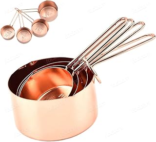 Mimo Style Conjunto de 4 Xícaras Medidoras Bronze, Próprias Para Ingredientes Secos ou Líquidos, Produto Leve e Fácil de Manusear, Possui Bicos Para Vazão de Líquidos, Material de Aço Inox