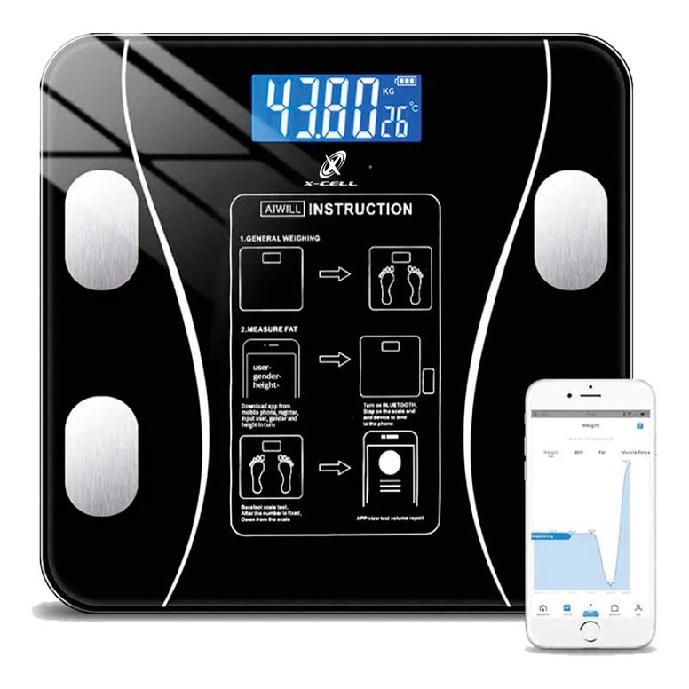 Balança Digital Bioimpedância Profissional 180KG Com Aplicativo de Celular Para Medir Massa