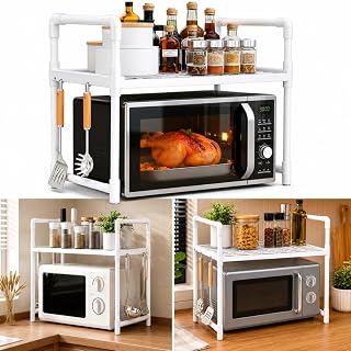 Suporte Organizador para Micro-ondas e Utensílios Cozinha, Branco