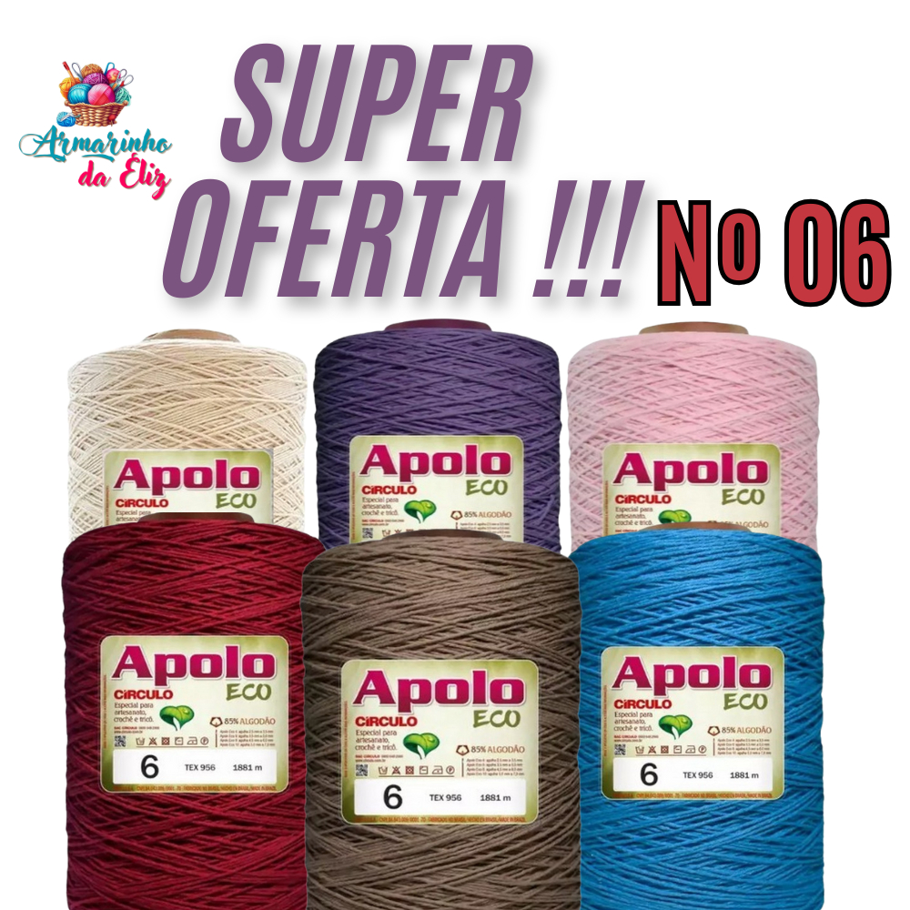 Barbante Apolo Círculo N6 de 1,8kg/1830m– Ideal para crochê, macramê e artesanato durável
