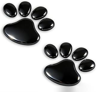 4 peças Adesivo Decalque com Pegada da Pata de Cachorro 3D, Cromada. Decalque para decoração automotiva Acessório de Carro Bonito (Preto)