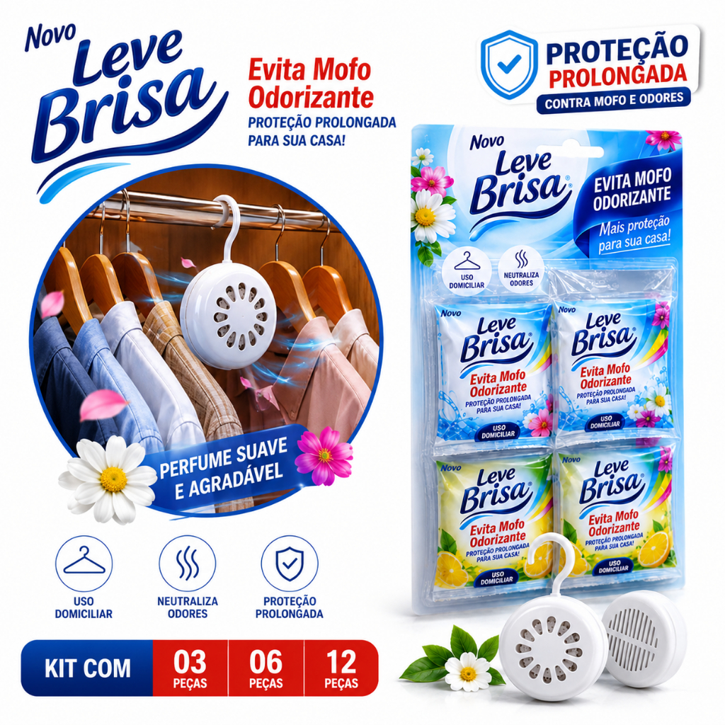 KIT C/ 01 / 03 / 06 ou 12 Leve Brisa Anti Mofo Armário Guarda Roupa Neutraliza Odores
