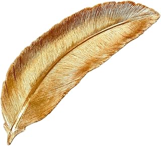 Enfeite Mini Pena Bandeja Porta Folha Decorativo Casa Luxo Dourado 25,5 cm x 8 cm x 3 cm para Casa em Estilo Luxo, para Dia das Mães e Decoração de Ambientes(Dourado)