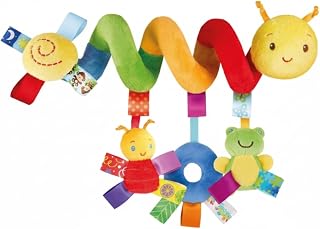 Brinquedo Espiral Sensorial para Bebê com Chocalho e Mordedor Colorido – Pelúcia para Carrinho, Berço e Bebê Conforto.
