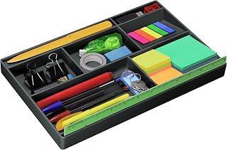 Acrimet Organizador de Gaveta para Escritório com 8 Divisórias, Preto | Divisória Especial para Régua de 30 cm, Organiza Canetas, Lápis e Acessórios de Papelaria