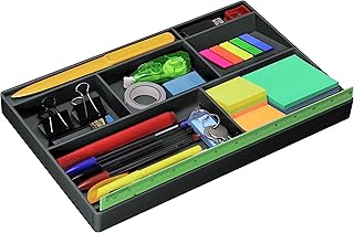 Acrimet Organizador de Gaveta para Escritório com 8 Divisórias, Preto | Divisória Especial para Régua de 30 cm, Organiza Canetas, Lápis e Acessórios de Papelaria
