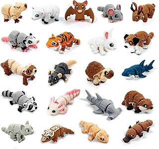 21 peças de mini estátuas de animais impressas em 3D - Conjunto de estatuetas colecionáveis realistas de articulações móveis para adultos, decoração e exibição de mesa de escritório em casa