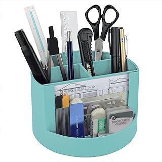 Acrimet Organizador de Mesa, Porta Lápis Canetas, 4 Divisórias, Cor Verde | Espaço para Fotos, Recados e Acessórios de Papelaria