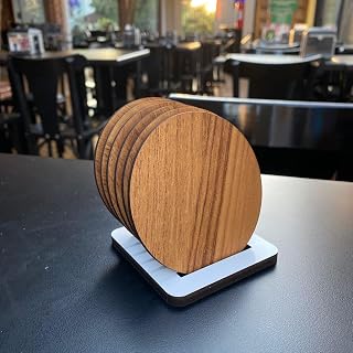 Kit Porta Copos em MDF Carvalho com Suporte - 6 Unidades