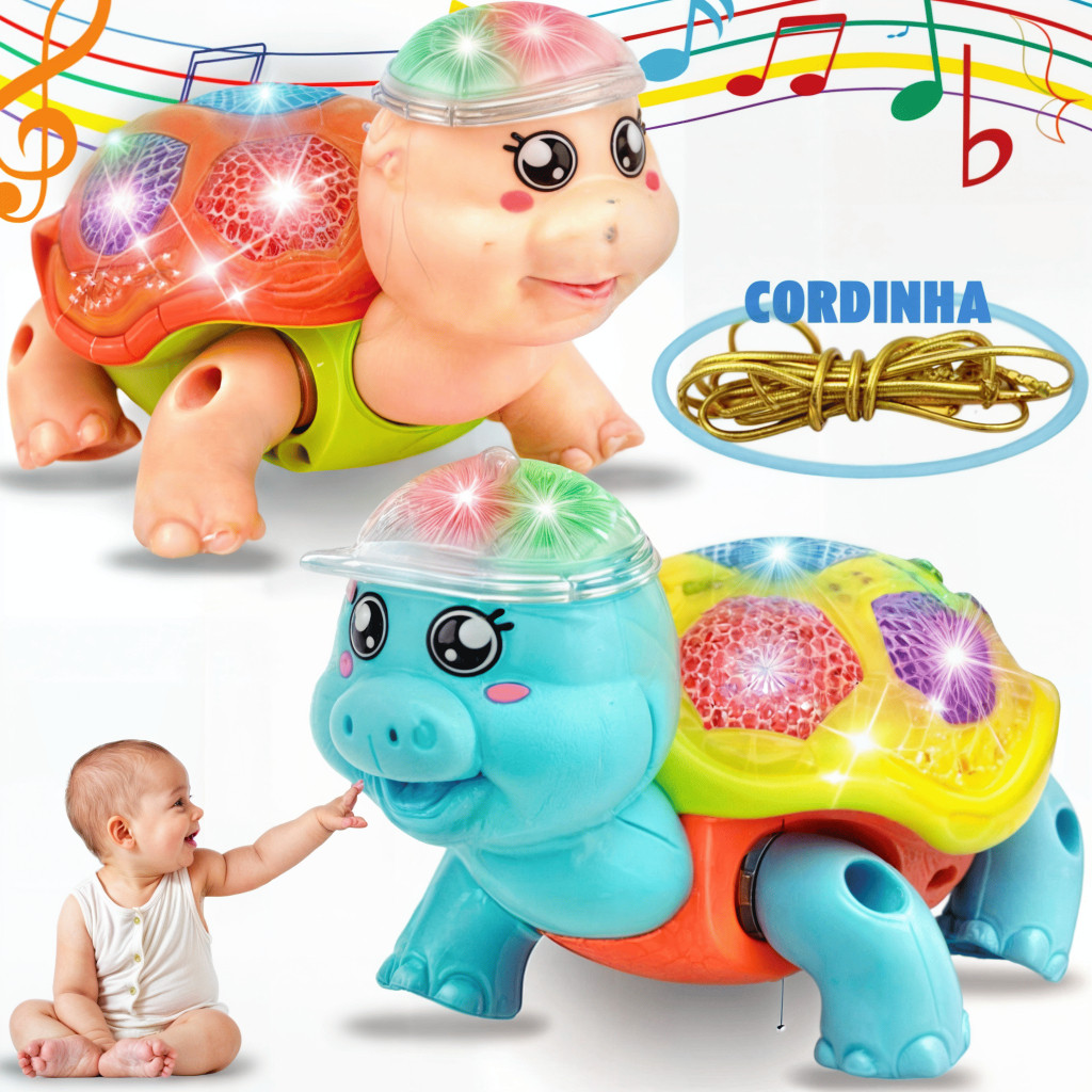 Brinquedo Tartaruga Fujão Elétrico Com Som Luz E Movimento Carangueijo Brinquedo Fujão Lançamento 2025 exclusivo