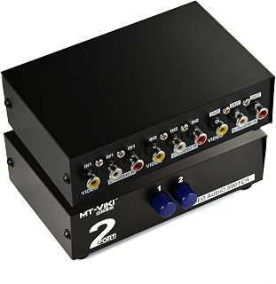 Seletor Av de 2 Vias, Rca, 2 Entradas E 1 Saída, Vídeo Composto, Áudio L/R, para Dvd, Decodificador E Consoles de Jogos - Preto