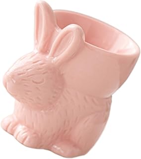 Coelhos em forma de copos de ovos feitos à mão cerâmica macia suporte para ovos cozidos divertidos e seguros utensílios de mesa adequados para decoração de cozinha de café da manhã