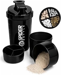 Coqueteleira Esportiva 500ml com Misturador em Aço Inoxidável, Porta Suplementos e Tampa Antivazamento para Academia